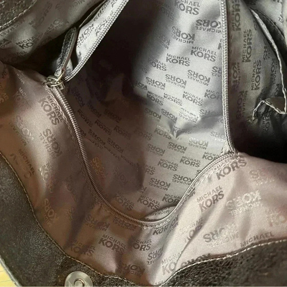 Michael Michael Kors Women’s Jet Set Metallic Silver Tote Purse Bag - Picture 7 of 16